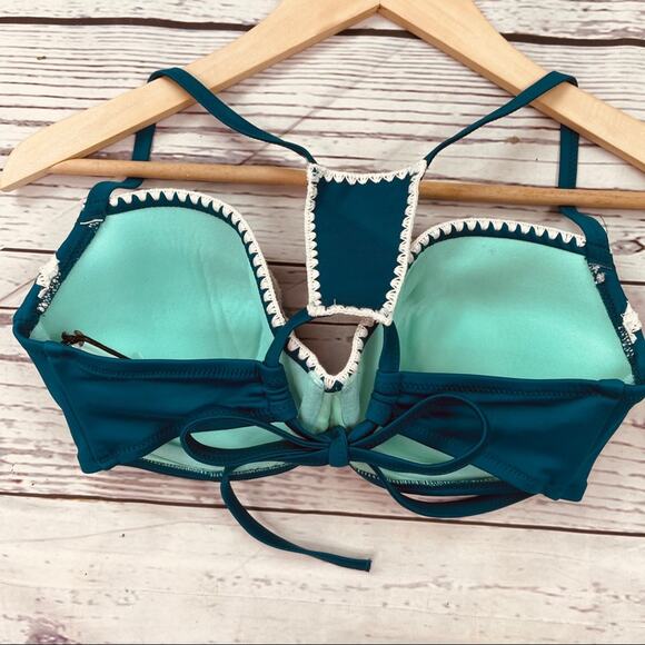 Shade & Shore blue green stitched edge bikini top - Picture 6 of 12